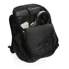Vue Sac à dos Swiss Peak en rPET AWARE™ de couleur noir| Krokrodeal