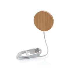 Vue Chargeur magnétique sans fil en bambou 10W de couleur marron| Krokrodeal