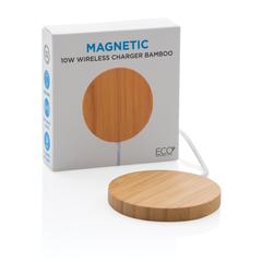 Vue Chargeur magnétique sans fil en bambou 10W de couleur marron| Krokrodeal