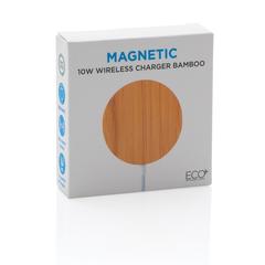 Vue Chargeur magnétique sans fil en bambou 10W de couleur marron| Krokrodeal