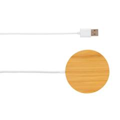 Vue Chargeur magnétique sans fil en bambou 10W de couleur marron| Krokrodeal