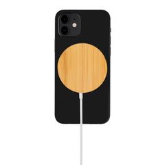 Vue Chargeur magnétique sans fil en bambou 10W de couleur marron| Krokrodeal