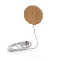 Vue Chargeur magnétique sans fil en bambou 10W de couleur marron| Krokrodeal