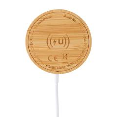 Vue Chargeur magnétique sans fil en bambou 10W de couleur marron| Krokrodeal