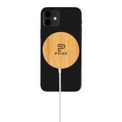 Vue Chargeur magnétique sans fil en bambou 10W de couleur marron| Krokrodeal