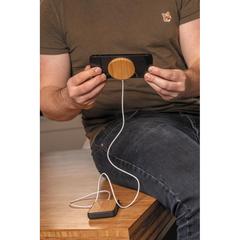 Vue Chargeur magnétique sans fil en bambou 10W de couleur marron| Krokrodeal