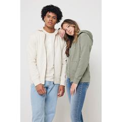 Vue Sweat à capuche avec zip en coton recyclé Iqoniq Abisko de couleur vert| Krokrodeal