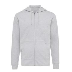 Vue Sweat à capuche avec zip en coton recyclé Iqoniq Abisko de couleur gris| Krokrodeal