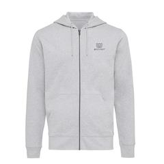 Vue Sweat à capuche avec zip en coton recyclé Iqoniq Abisko de couleur gris| Krokrodeal