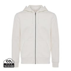 Vue Sweat à capuche avec zip en coton recyclé Iqoniq Abisko de couleur beige| Krokrodeal