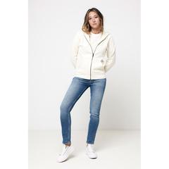 Vue Sweat à capuche avec zip en coton recyclé Iqoniq Abisko de couleur beige| Krokrodeal
