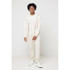 Vue Sweat à capuche avec zip en coton recyclé Iqoniq Abisko de couleur beige| Krokrodeal
