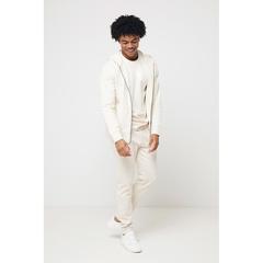 Vue Sweat à capuche avec zip en coton recyclé Iqoniq Abisko de couleur beige| Krokrodeal