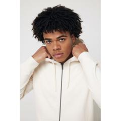 Vue Sweat à capuche avec zip en coton recyclé Iqoniq Abisko de couleur beige| Krokrodeal