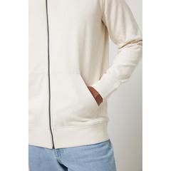 Vue Sweat à capuche avec zip en coton recyclé Iqoniq Abisko de couleur beige| Krokrodeal