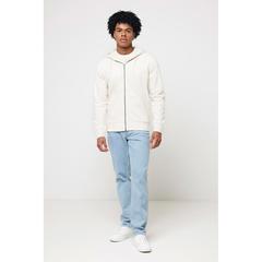 Vue Sweat à capuche avec zip en coton recyclé Iqoniq Abisko de couleur beige| Krokrodeal