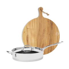 Vue VINGA Planche de service ronde Buscot de couleur marron| Krokrodeal