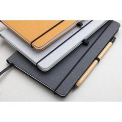 Vue Carnet A5 à couverture rigide en cuir recyclé de couleur gris| Krokrodeal