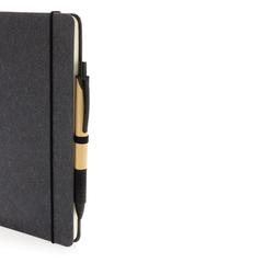 Vue Carnet A5 à couverture rigide en cuir recyclé de couleur gris| Krokrodeal