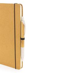 Vue Carnet A5 à couverture rigide en cuir recyclé de couleur marron| Krokrodeal