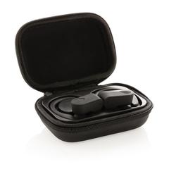 Vue Ecouteurs sport TWS dans son boitier de charge de couleur noir| Krokrodeal