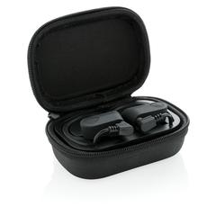 Vue Ecouteurs sport TWS dans son boitier de charge de couleur noir| Krokrodeal