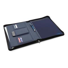 Vue Conférencier A4 zippé Impact en rPET AWARE™ de couleur bleu| Krokrodeal