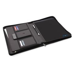Vue Conférencier A4 zippé Impact en rPET AWARE™ de couleur noir| Krokrodeal