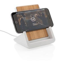 Vue Chargeur 10W avec support en ABS recyclé RCS Ontario de couleur blanc| Krokrodeal