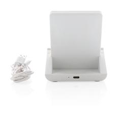 Vue Chargeur 10W avec support en ABS recyclé RCS Ontario de couleur blanc| Krokrodeal