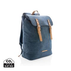 Vue Sac à dos ordinateur en toile de couleur bleu| Krokrodeal