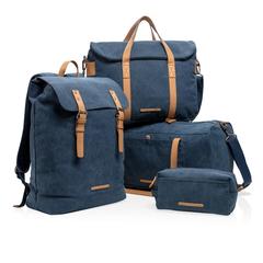 Vue Sac à dos ordinateur en toile de couleur bleu| Krokrodeal
