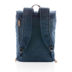 Vue Sac à dos ordinateur en toile de couleur bleu| Krokrodeal