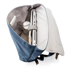 Vue Sac à dos ordinateur en toile de couleur bleu| Krokrodeal