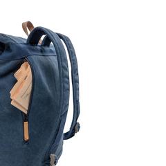 Vue Sac à dos ordinateur en toile de couleur bleu| Krokrodeal