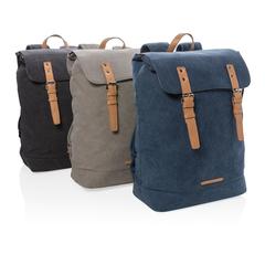 Vue Sac à dos ordinateur en toile de couleur bleu| Krokrodeal