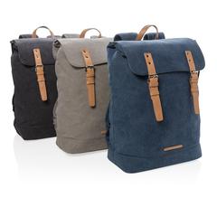 Vue Sac à dos ordinateur en toile de couleur gris| Krokrodeal