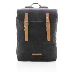 Vue Sac à dos ordinateur en toile de couleur noir| Krokrodeal