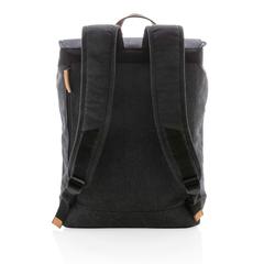 Vue Sac à dos ordinateur en toile de couleur noir| Krokrodeal
