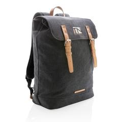 Vue Sac à dos ordinateur en toile de couleur noir| Krokrodeal