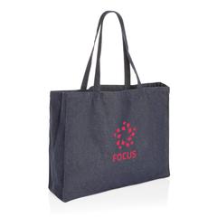 Vue Sac cabas en denim recyclé Impact AWARE™ de couleur bleu| Krokrodeal