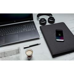 Vue Conférencier A4 avec chargeur sans fil 5W et powerbank 5000 de couleur noir| Krokrodeal
