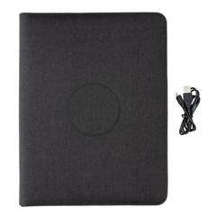 Vue Conférencier A4 avec chargeur sans fil 5W et powerbank 5000 de couleur noir| Krokrodeal