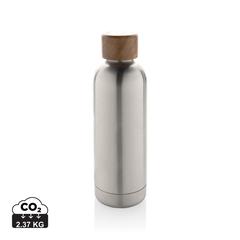 Vue Bouteille iso en acier inoxydable recyclé certifiée RCS Wood de couleur gris| Krokrodeal