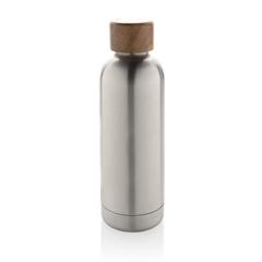 Vue Bouteille iso en acier inoxydable recyclé certifiée RCS Wood de couleur gris| Krokrodeal