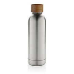 Vue Bouteille iso en acier inoxydable recyclé certifiée RCS Wood de couleur gris| Krokrodeal