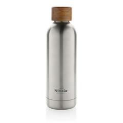 Vue Bouteille iso en acier inoxydable recyclé certifiée RCS Wood de couleur gris| Krokrodeal