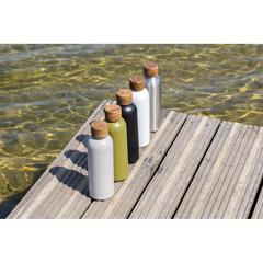 Vue Bouteille iso en acier inoxydable recyclé certifiée RCS Wood de couleur gris| Krokrodeal