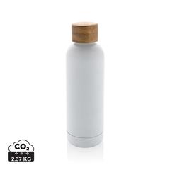 Vue Bouteille iso en acier inoxydable recyclé certifiée RCS Wood de couleur blanc| Krokrodeal