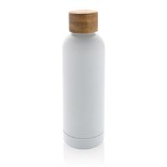 Vue Bouteille iso en acier inoxydable recyclé certifiée RCS Wood de couleur blanc| Krokrodeal